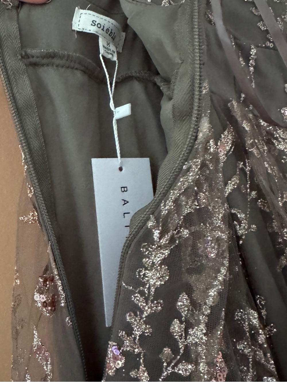 Baltic Born Eucalyptus Gown with Rose Gold Glitter Accents - Picture 5 of 7